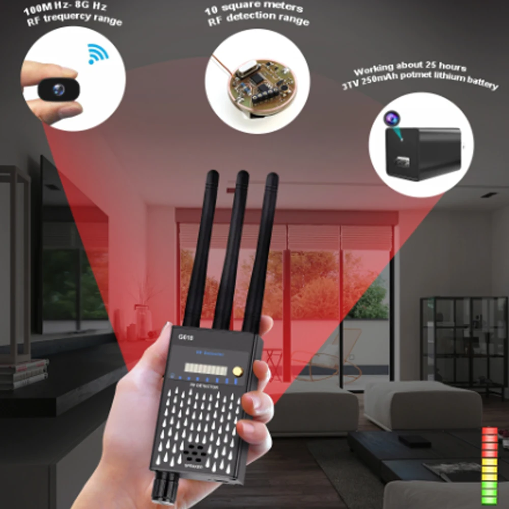 Protable G618 GPS wireless signal detector anti listening and anti peeping hidden WiFi camera detector