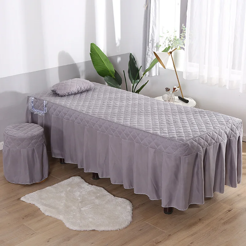 Funda de cama de masaje para salón de belleza, funda de almohada para mesa, falda de cama, agradable para la piel, con agujero, 1 piezas