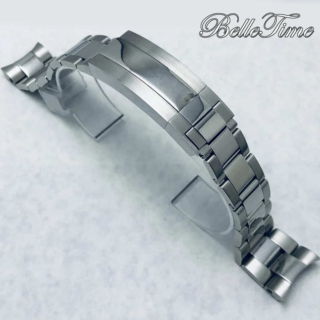 Premium 904L Stainless Steel Brushed & Polished Strap with Glide Lock Clasp, 20mm Width