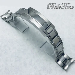 Premium 904L Stainless Steel Brushed & Polished Strap with Glide Lock Clasp, 20mm Width - 20mm (Polished Oyster - 1)