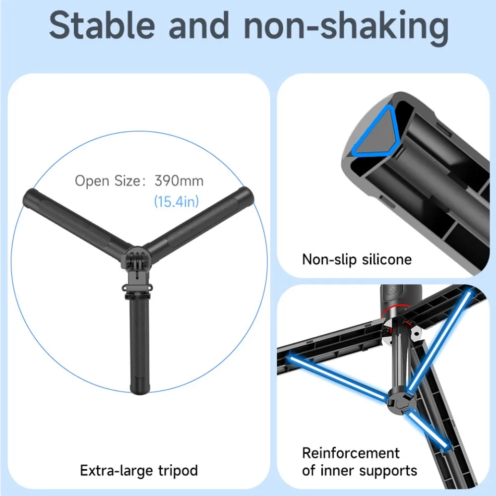 Wireless Selfie Stick with Bluetooth Remote and Foldable Stand