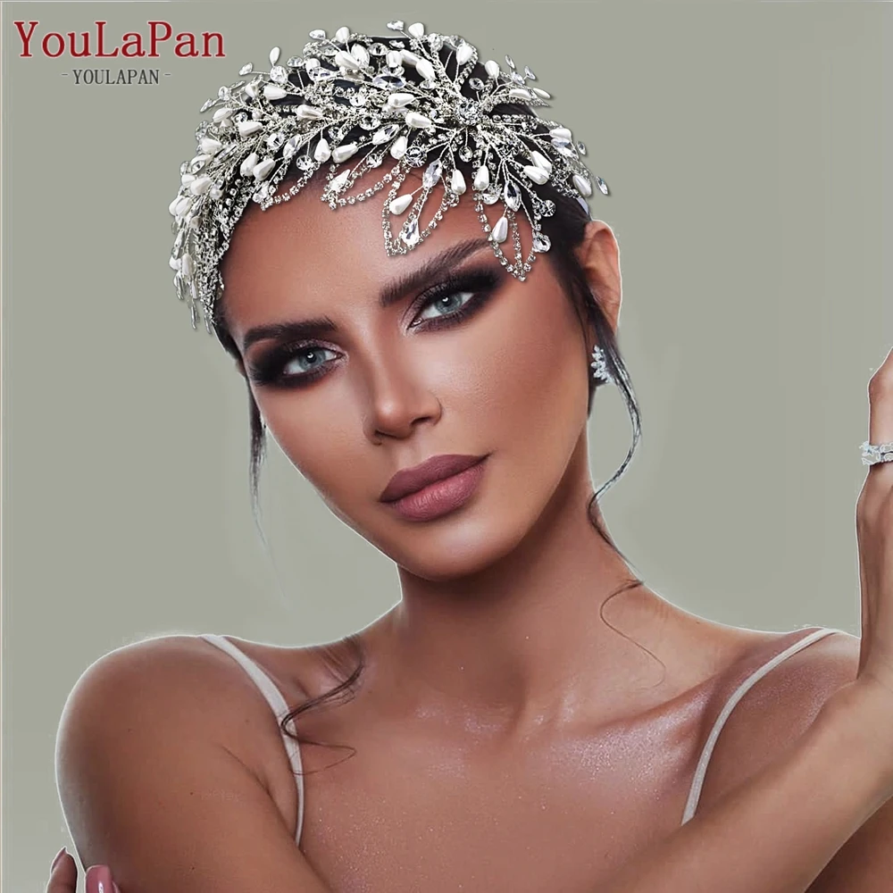 TOPQUEEN Rhinestone Flowers Headband Bridal Wedding Jewelry Hair Accessories Handmade Crystal Headwear Woman Headpiece HP614