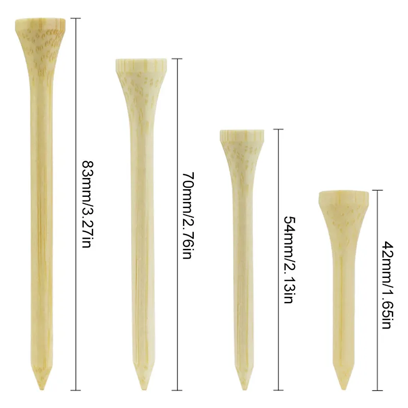 Description Picture 3 of item50PCS Bamboo Wooden Golf Tees Specialized Training Golf Balls Holder 42mm/ 54mm/ 70mm/ 83mm