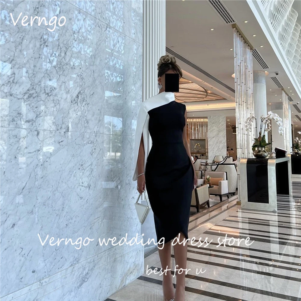 

Простое Белое и черное короткое платье Verngo для официальной вечеринки, платье длиной до колена, вечернее платье для ночного мероприятия