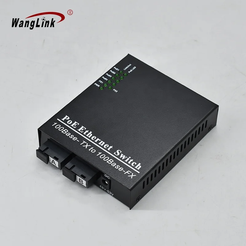 Wanglink Factory Sale Good Price 4-PoE Ethernet Switch 100Base-TX to 100Base-FX SC Fiber POE Switch for CCTV Security