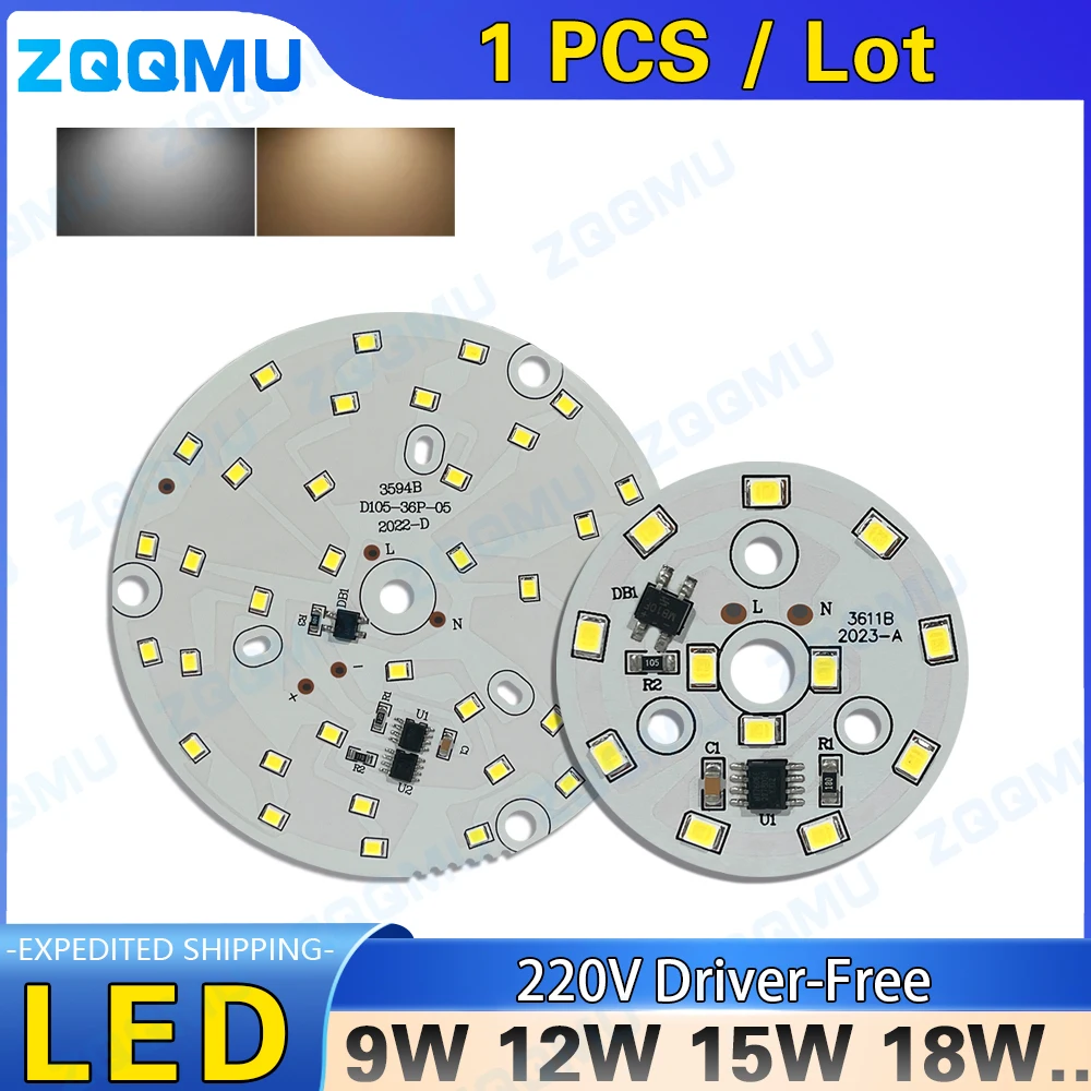 LED Driver-Free Light Board 3W 5W 7W 9W 12W 15W 18W SMD 2835 Lamp Beads AC 220V-240V DIY Suitable For LED Downlight Spotlights