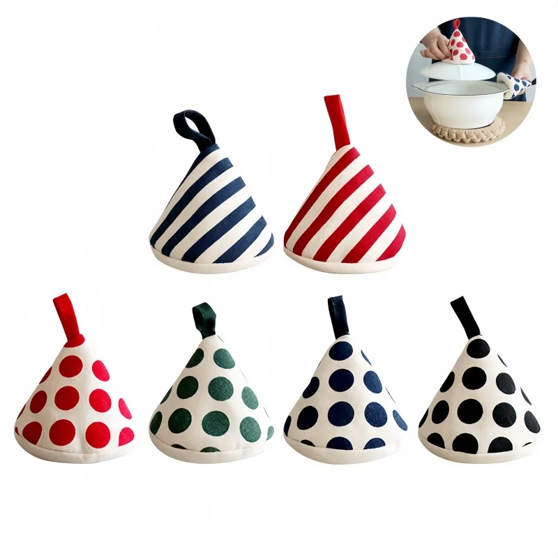 Triangle Pot Handle Cap Non-slip Heat Insulation Glove High Temperature Resistance Cotton Oven Gloves Portable Kitchen Gadget Kitchen Gloves Cotton Pot Holders