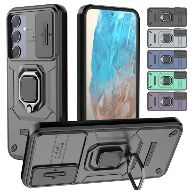 Rüstungsfall für Samsung Galaxy M15 M35 M55 A15 5G A25 A35 A55 Schutzhülle Ring Magnethalter Coque Fundas Capa_voghion.com