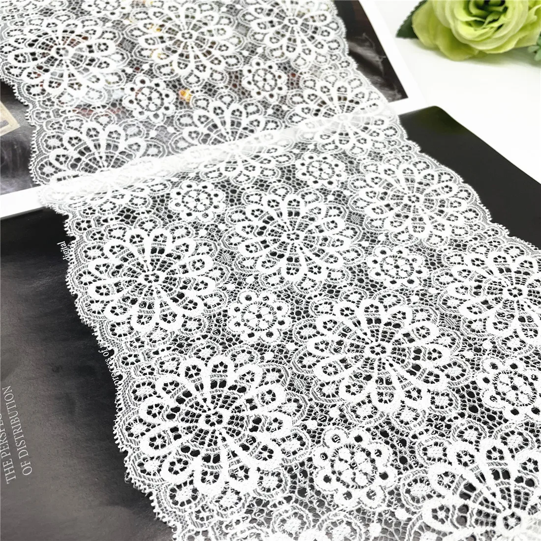 3y/lot Width 20cm White Elastic Stretch Lace Trim Clothing Sewing Craft DIY Apparel Fabric Lace Garment Accessory Lingerie 2