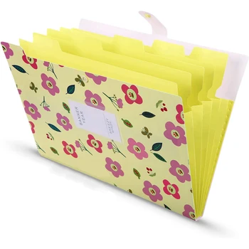 Portadocumenti Multifunzione con 5 Tasche Formato A4, Organizzatore Floreale per Documenti, Cartelle a Fisarmonica, Organizzatore per Documenti