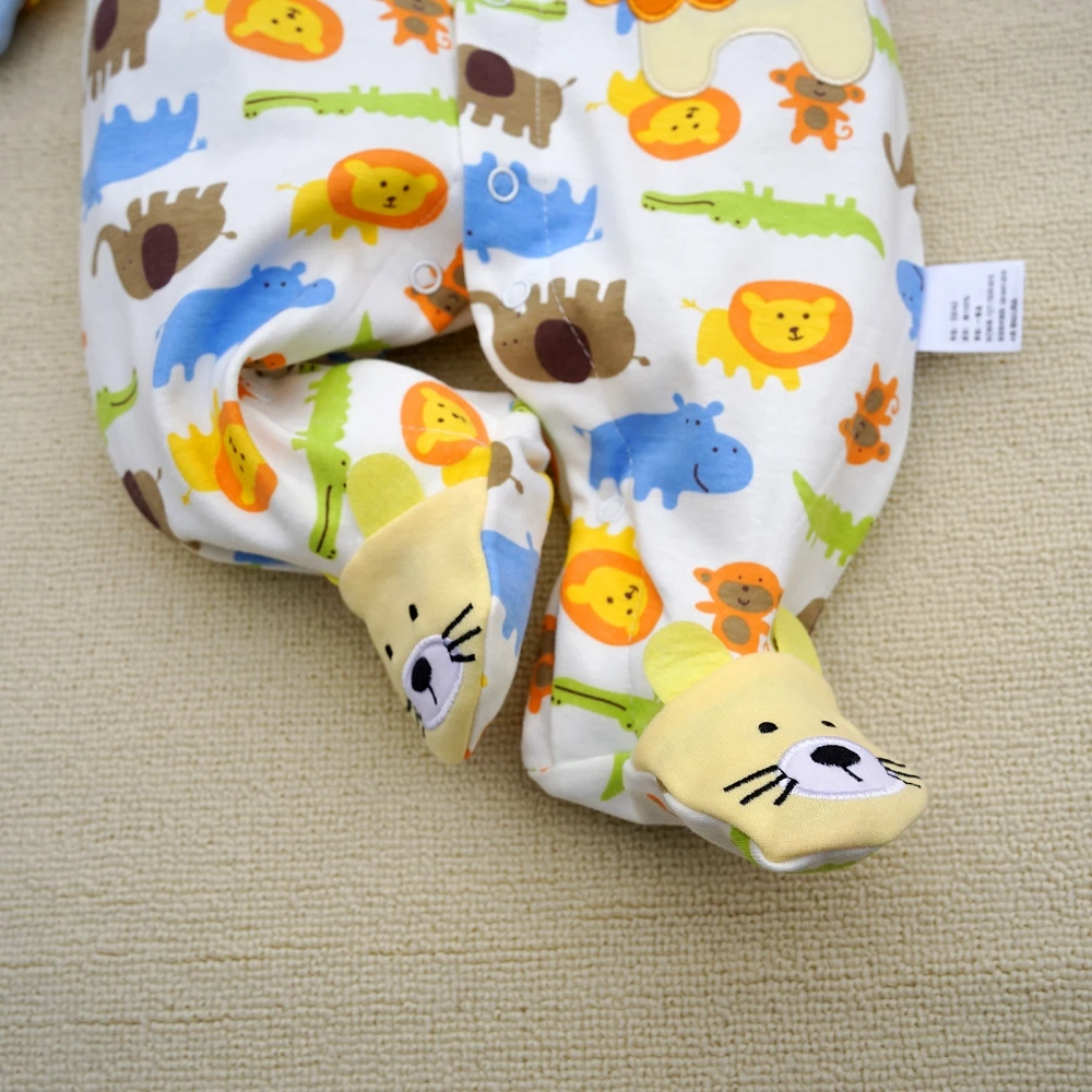 0 to 12 Month baby boy jumpsuit cotton autumn clothing Cartoon lion elephant print rompers newborn clothes infant boys onesies