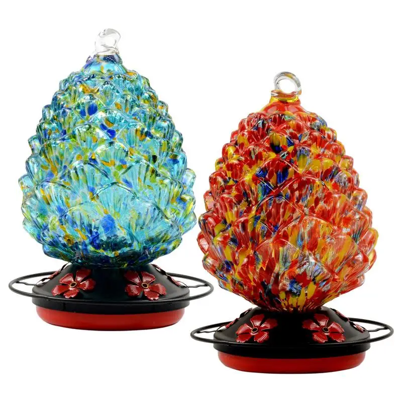 Bird Feeder Bird Supplies Colored glass Bird Water Feeder Bottle Hanging Hummingbird Feeder Garden Outdoor Plastic Flower Iron Hook Pet Bird Accessoires