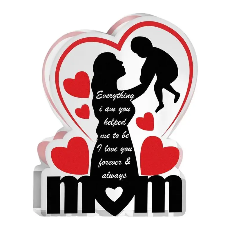 

Acrylic Heart Table Sign Acrylic Heart Decorative Sign Mother's Day Home Decoration Elegant Tabletop Decoration for Mothers from