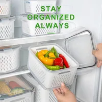 Conteneur de stockage alimentaire pour réfrigérateur avec couvercle filtrant, garde les fruits, les légumes, les baies et la viande frais plus longtemps, conteneur en plastique 2
