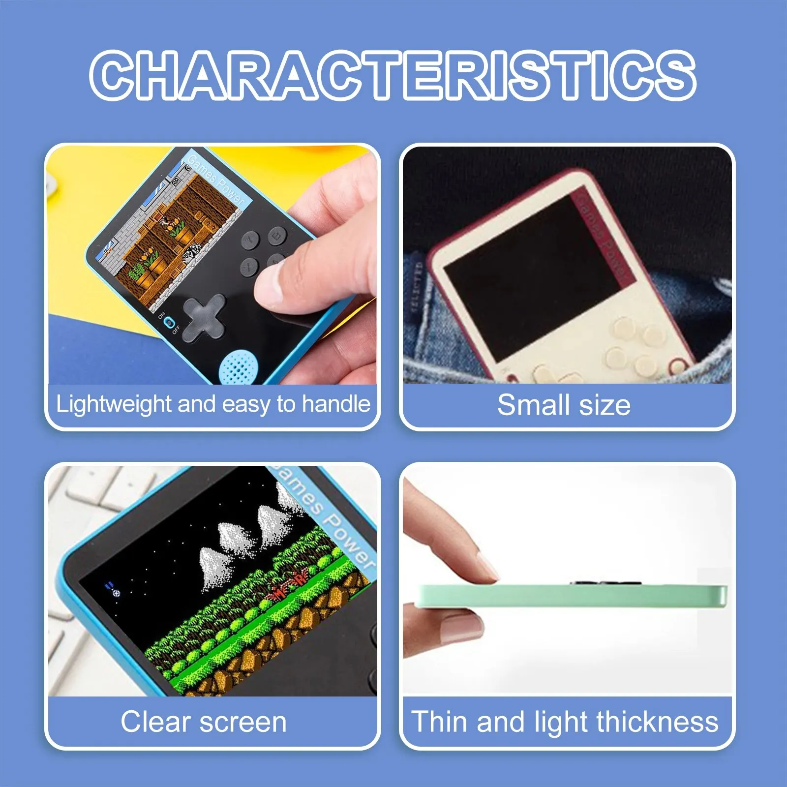 Handheld Game Console K10 Thin 2.4 Inch Screen Portable for Children Retro Classic Game