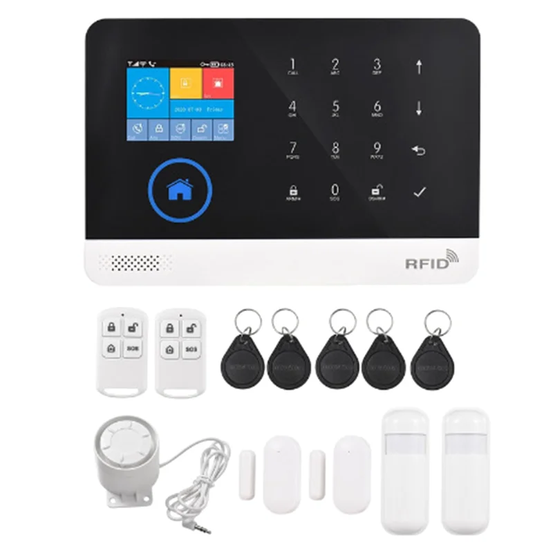 מערכת אזעקה ABUO-Alarm לבית אבטחת גנבים 433Mhz WIFI+GSM אזעקה אלחוטית Wifi אזעקה Tuya אפליקציה חכמה עובדת עם תקע אמריקאי