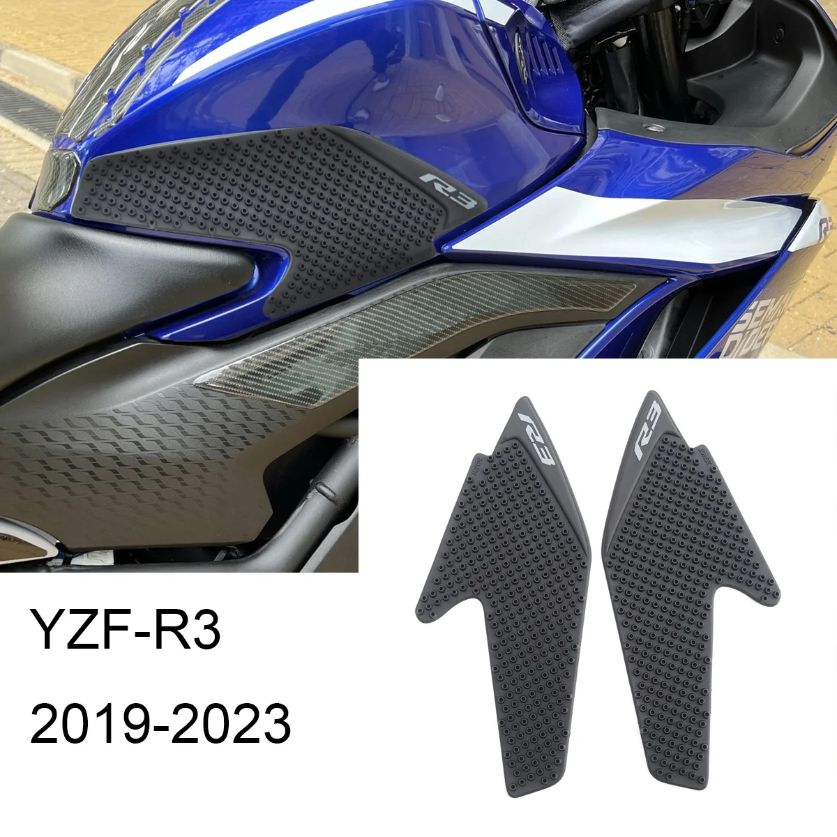 

Motorcycle Tank Traction Side Pad Gas Knee Grip Protector Sticker Fit For YAMAHA YZF-R3 2015-2018 2019-2023 2020 2021 2022