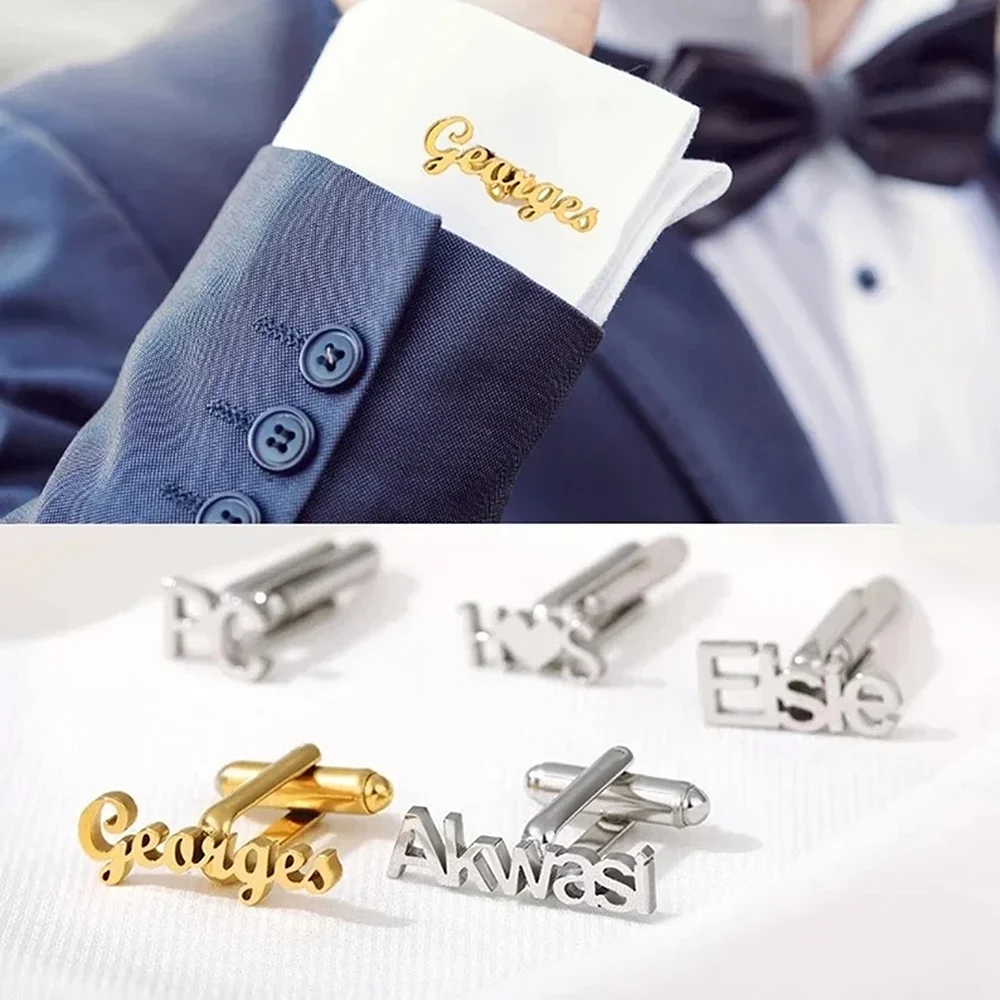 Engraved Monogrammed Metal Cufflinks