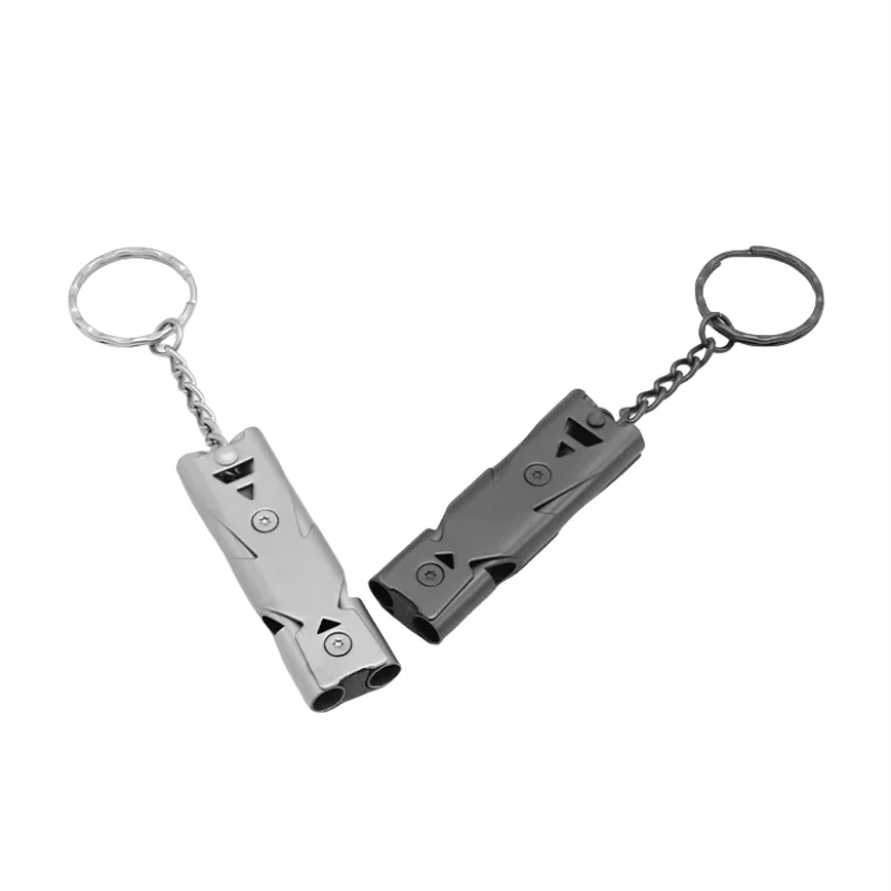 Whistle Keychain Double Pipe Whistle Pendant High Decibel Portable Outdoor Survival Emergency Camping Tool Multifunction Whistle 1PC
