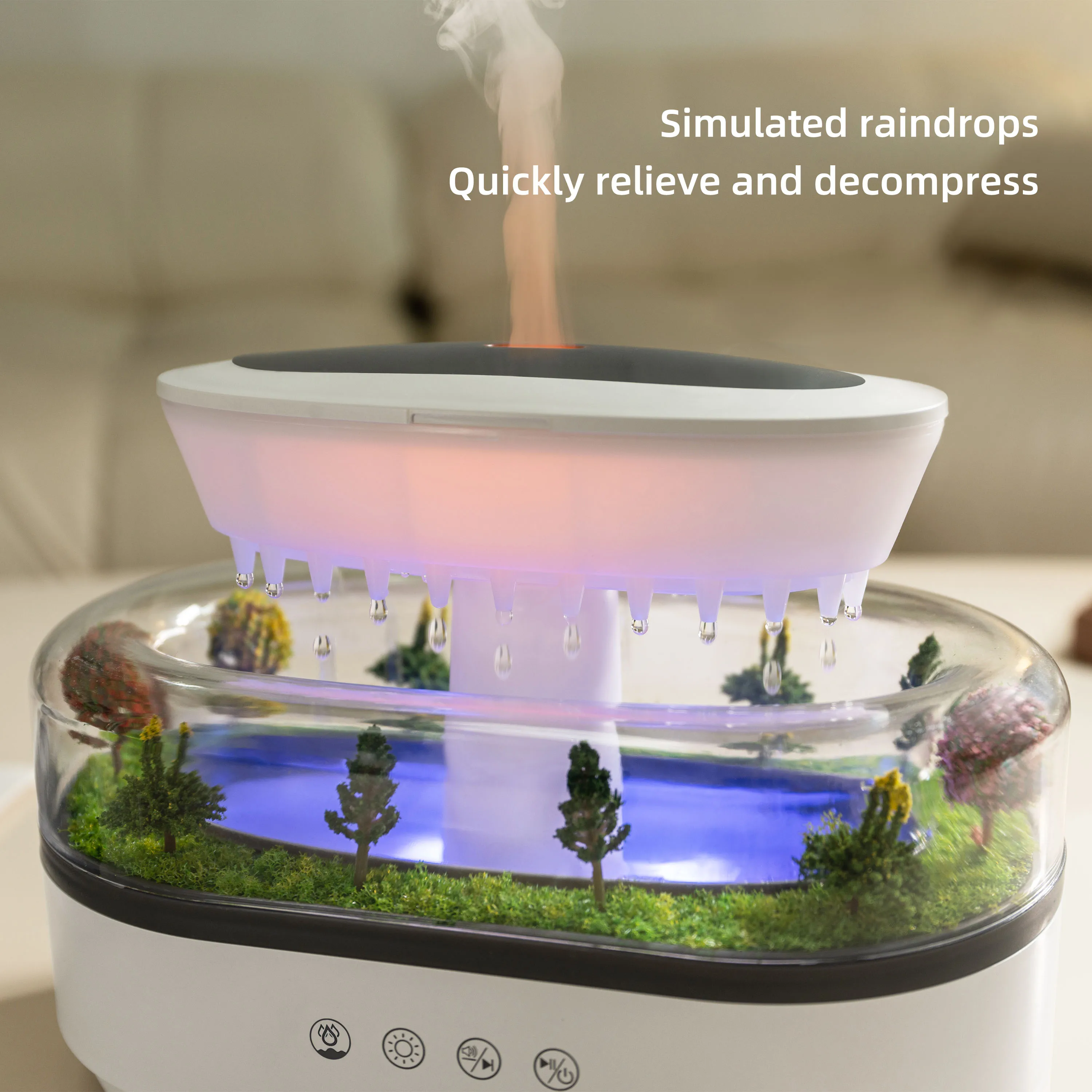 250ml Microlandscape Raindrop Essential Oil Aromatherapy Diffuser Colorful Light Ultrasonic Aroma Humidifier for Home Bedroom 6