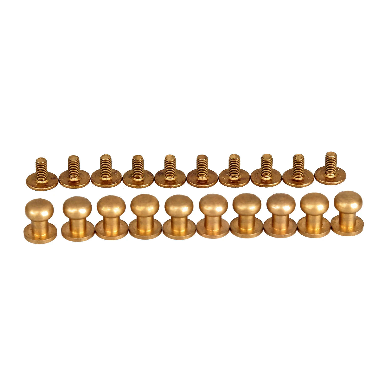 10PcsPureBrassScrewButtonRoundHeadRivetStudBagSnapClasps