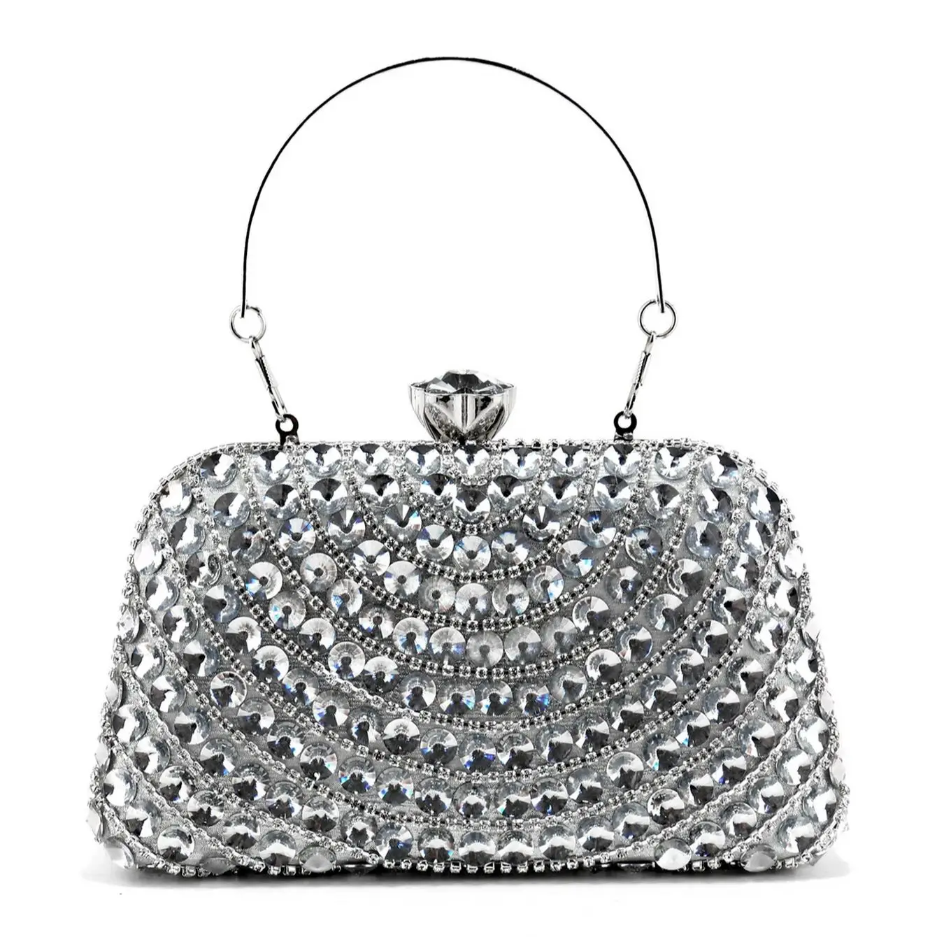 Acrylic Rhinestones Evening Clutch Bags with Chain Shoulder Strap