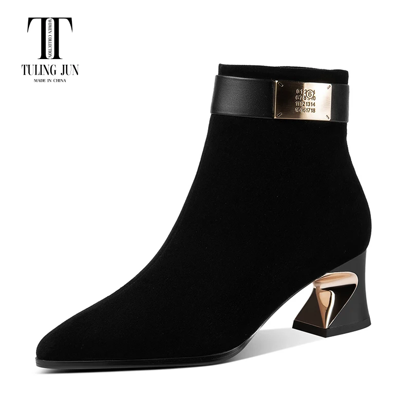 

TULING JUN 2023New Autumn Winter Women's Boots Pointed Toe High Heels Lady Gentle Daily Comfortable Large Size Shoes For Women L