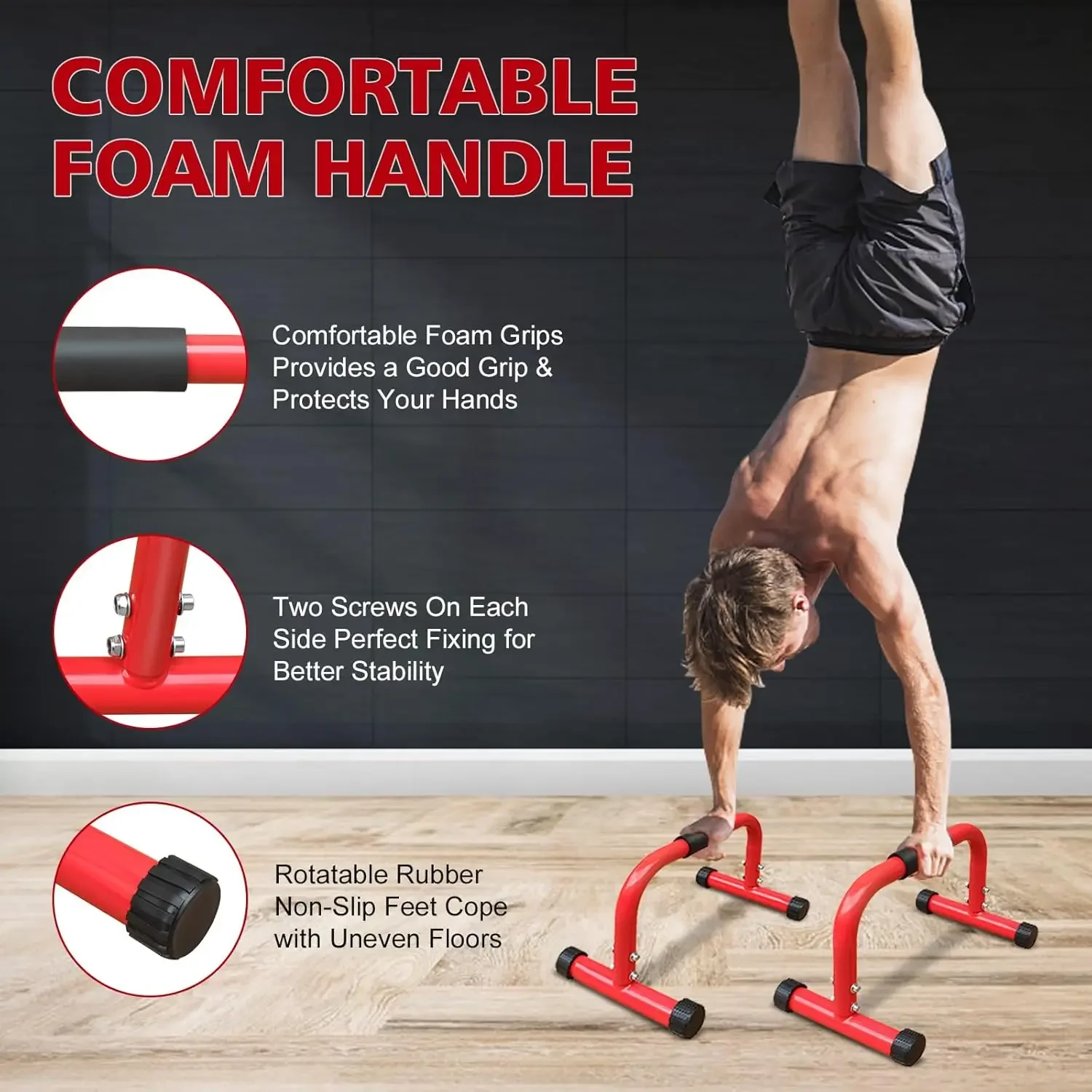 Dip Stand Station Adjustable Height Dip Station for Strength Training Heavy Duty Steel Parallel Push Up Stand