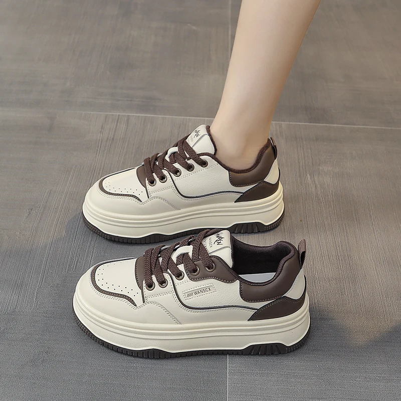 

Small White Shoes All-Match Round Toe Shallow Mouth Casual Female Sneakers Autumn Wedge Basket 2023 Fall Sports Winter New Lace-