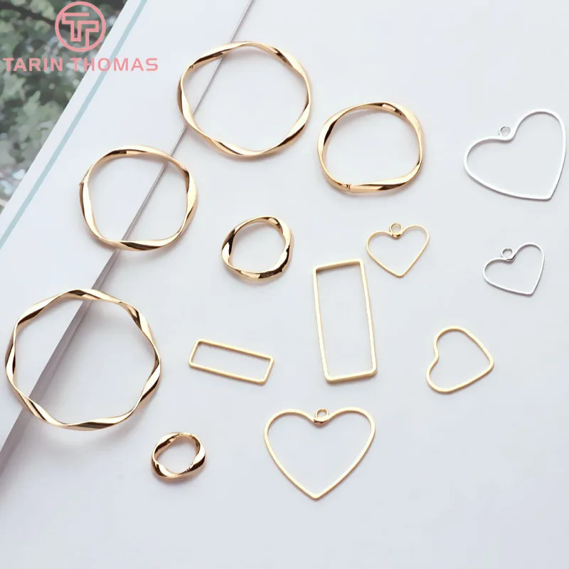 

(3609)6PCS 24K Gold Color Plated Brass Irregular Round Shaped Closed Rings for Jewelry Earring Making Finding Accessories