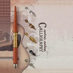 Set of 2 Vintage Twist Glass Dip Pens with Wooden Handles for Calligraphy and Artistic Writing (Coffee color)