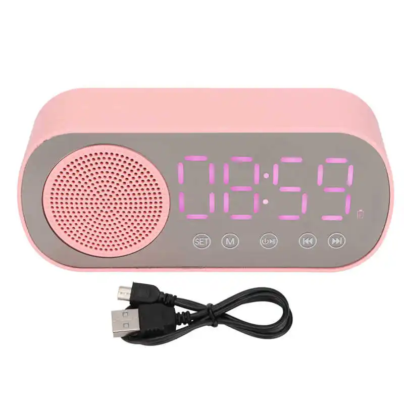 

Wireless Speaker Mirror Screen Alarm Clock USB Charging HIFI Sound FM Radio Digital Clock For Home Office