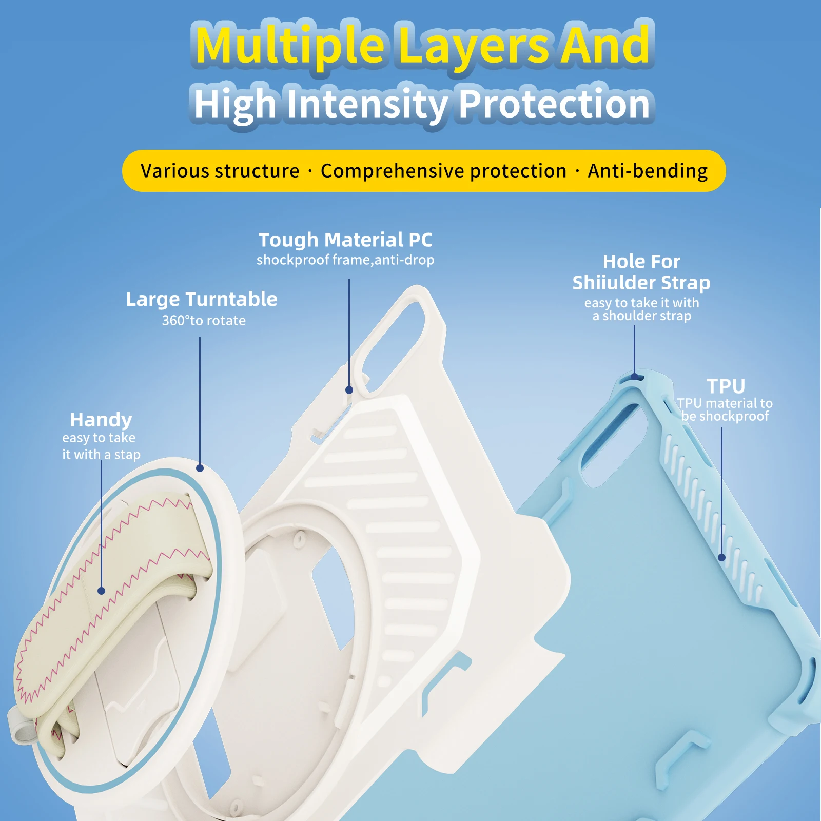 Versatile 360° Rotating Shockproof Tablet Case with Hand Strap and Stand
