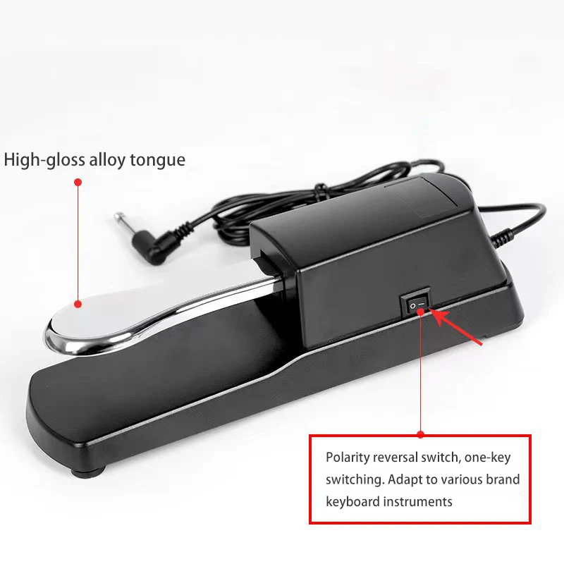Black Digital Piano Keyboard Sustain Pedal with Polarity Switch