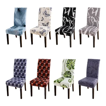 Fodera per sedia da pranzo geometrica Fodera per sedile elastica in spandex Fodera per sedia elasticizzata per sala da pranzo Banchetto per hotel di nozze 1 pezzo 1