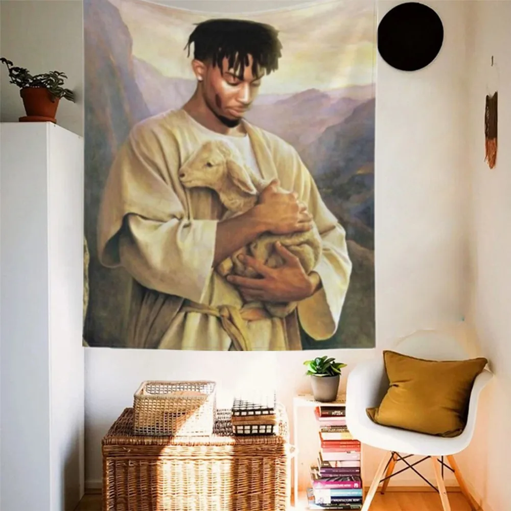 Tapestry Decorations Jesus Christian Playboi Carti Tapestry Wall Cloth Funny Meme Tapetries Bedroom Aesthetic Room Tapestrys Home Decorations