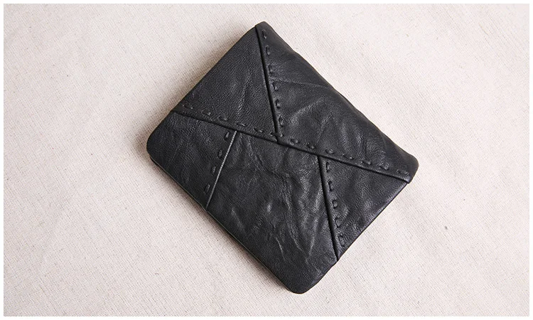 Organisatoren Designer handgemachte echtes Leder Nähte Männer kurze Brieftasche Mode Vintage Luxus Rindsleder ID Karteninhaber Geldbörse – Detail 3