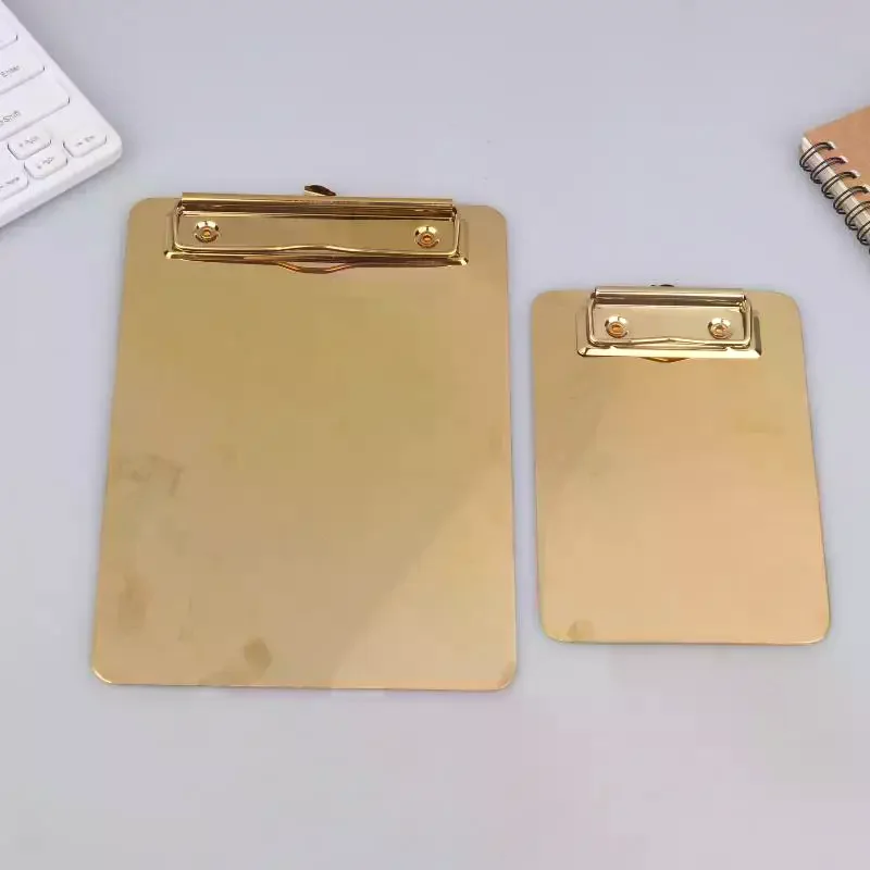 골든 스테인레스 스틸 필기 클립보드 문서 문구 용지 정리함 사무실 학교 용품용 금속 클립 포함