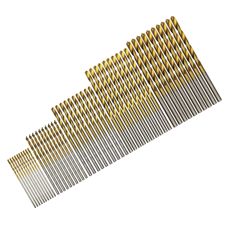 Drill Bit Set 50pc Titanium Plated Twist Drill Set 1-3mm Small Drill Bit Electric Tool DIY Woodwork and Open Bit
