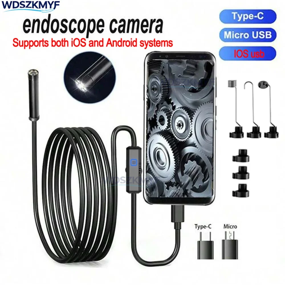 1-5M HD Endoscope Inspection Camera Type-C Mini Inspection Camera IP67 Car Sewer Pipeline Borescope for Android IOS iphone 1