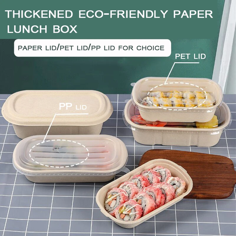 Tripumer 50oz Biodegradable Food Container Compostable Disposable Paper  Bowl with Lid Green Plant Biodegradable Eco-Friendly Lunch Box Microwave  Takeaway Box Beige 50PCS 