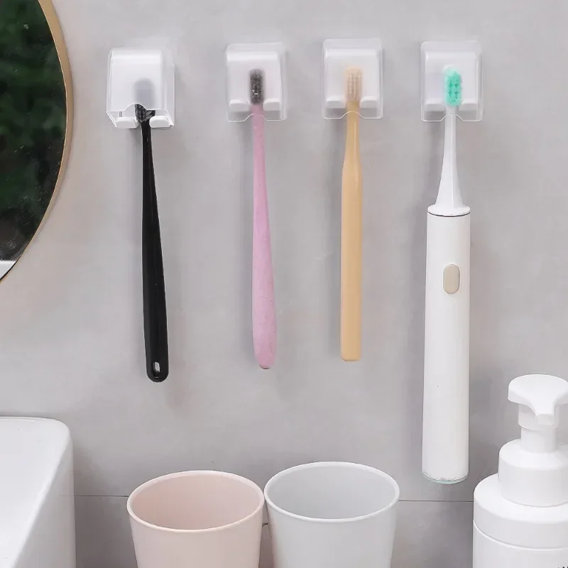 Bathroom Toothbrush Storage Rack Self-adhesive Waterproof Toothbrush Storage Hook Wall-mounted Dust-proof Organizer