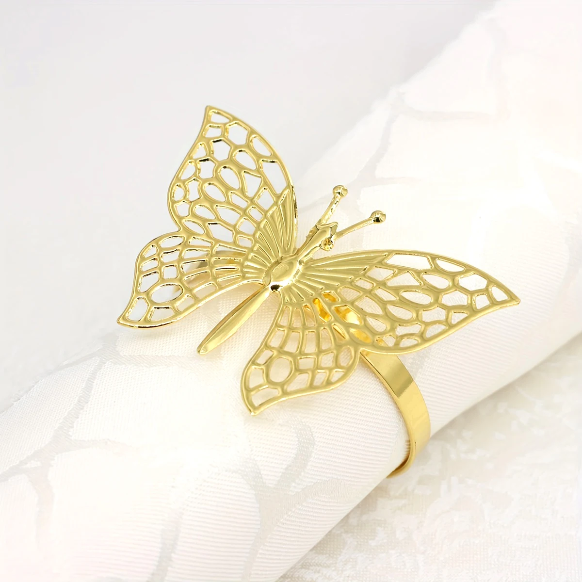 6pcs Gold Napkin Rings Rose Flower leaf Spiral Knife Fork Shaped for Table Cloth Decoration Dining Table Decor Settings napkin ring