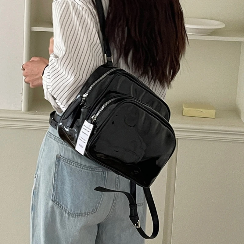 Fashion Pu Leather School Backpack College Bookbag Travel Casual Bag for Student