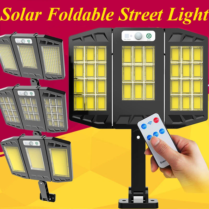 Solar Induction Street Light Outdoor Waterproof Foldable Sensor Motion Wall Light with 3 Lighting Mode for Garden Yard Backyard