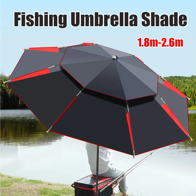 1.8-2.6m Fishing Umbrella 2-Layer Fold Sun Protection Sunshade Waterproof  Awning Multifunction Folding Rain Fishing Umbrella - AliExpress