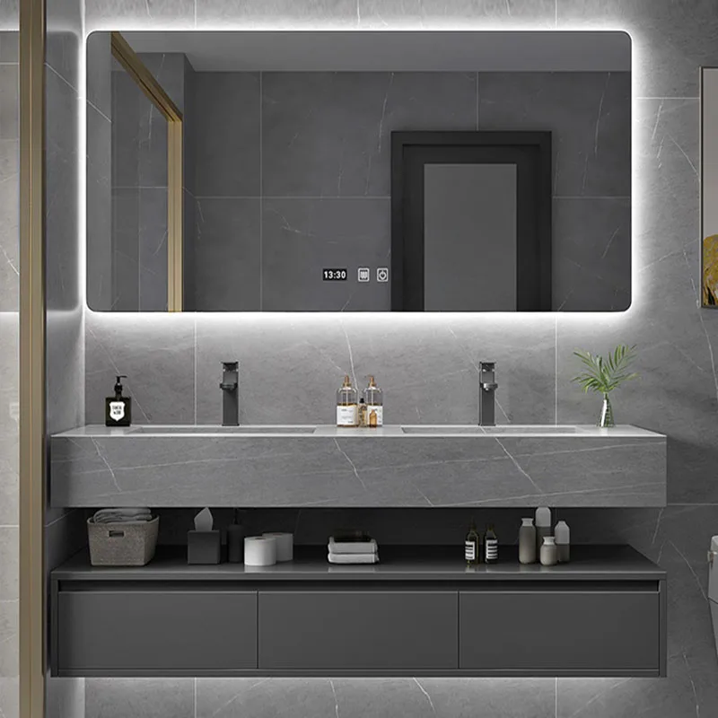 

Mirror Modern Bathroom Cabinet Wall Mounted Black Space Saving Drawers Bathroom Vanity Storage Toilet Mueble Lavabo Decorative