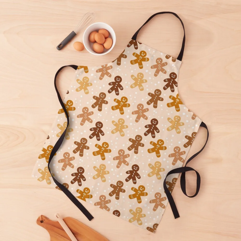 

Happy Gingerbread Men - Sugar Snow Ecru Apron japanese woman work ladies restaurant accessories household woman Apron