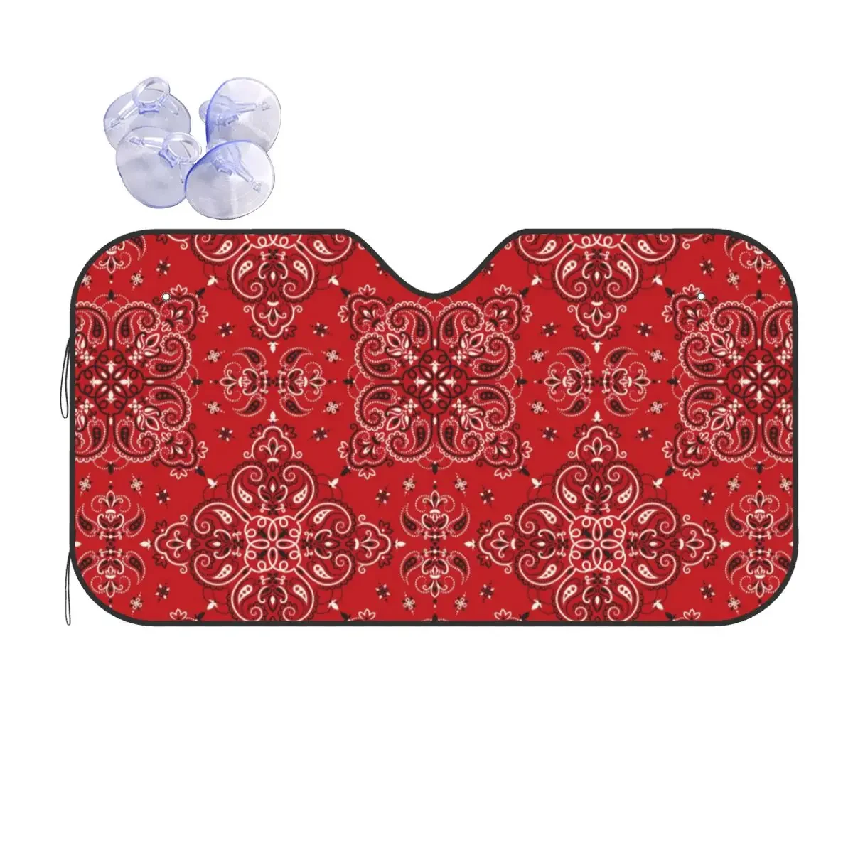 

Paisley Pattern Sunshade Windscreen Red Boho Creative Car Front Window Visor 76x140cm Sun Visor Car-covers