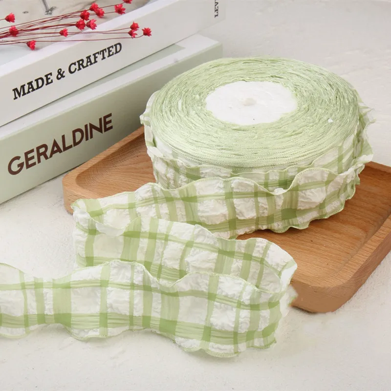 Plaid Wavy Edge Lace Cotton Ribbon